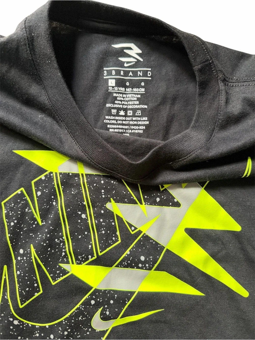 Nike Boy’s Black Tee with Neon Yellow Graphic